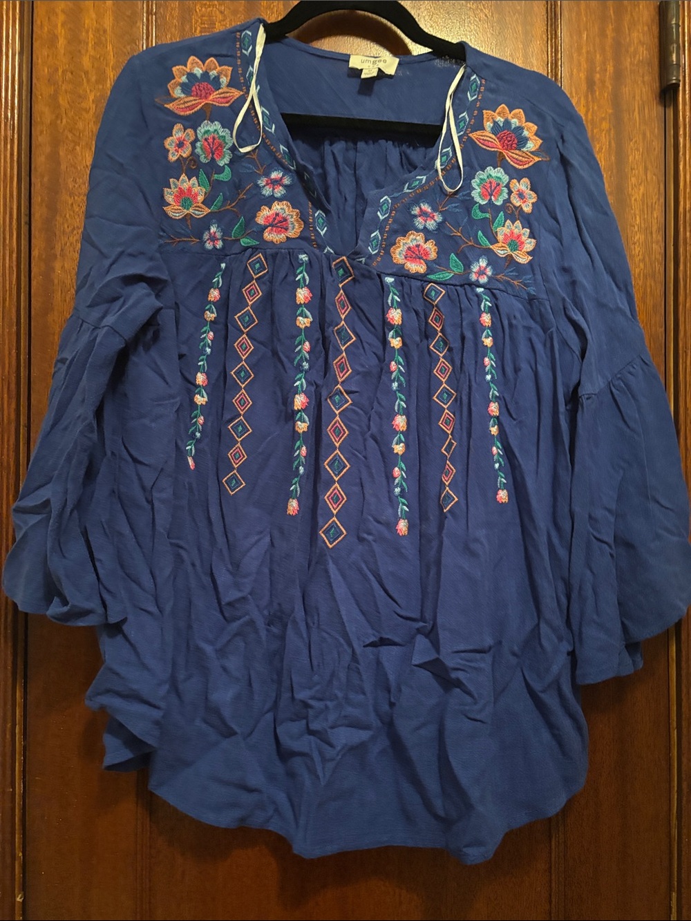 Umgee Royal Blue Embroidered Peasant Tunic